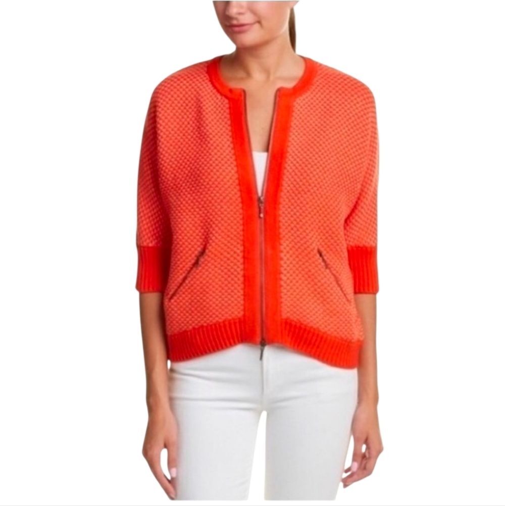Cabi Orange Cocoon Zip Up Cardigan Sweater Medium style #195